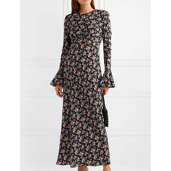 Les Reveries V-Back Silk Crepe De Chine Maxi Dress-Size 6 (See Measurements) - Picture 4 of 17